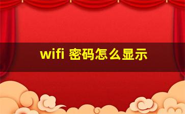 wifi 密码怎么显示